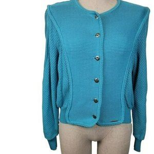 Women's Blue Button-Up Sweater